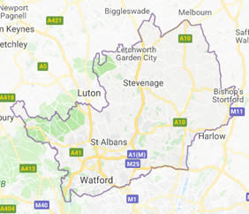 map of Rickmansworth showing area covered 